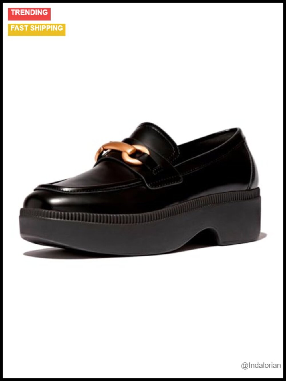 Leather Demi-Wedge Loafers Round Toe Slip-Resistant